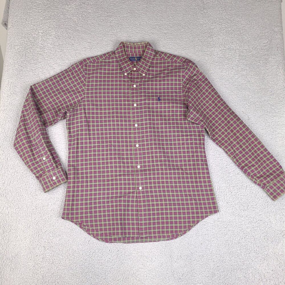 Ralph Lauren Shirt Mens Large Red Multicolor Plaid Button Down Long Sleeve‎